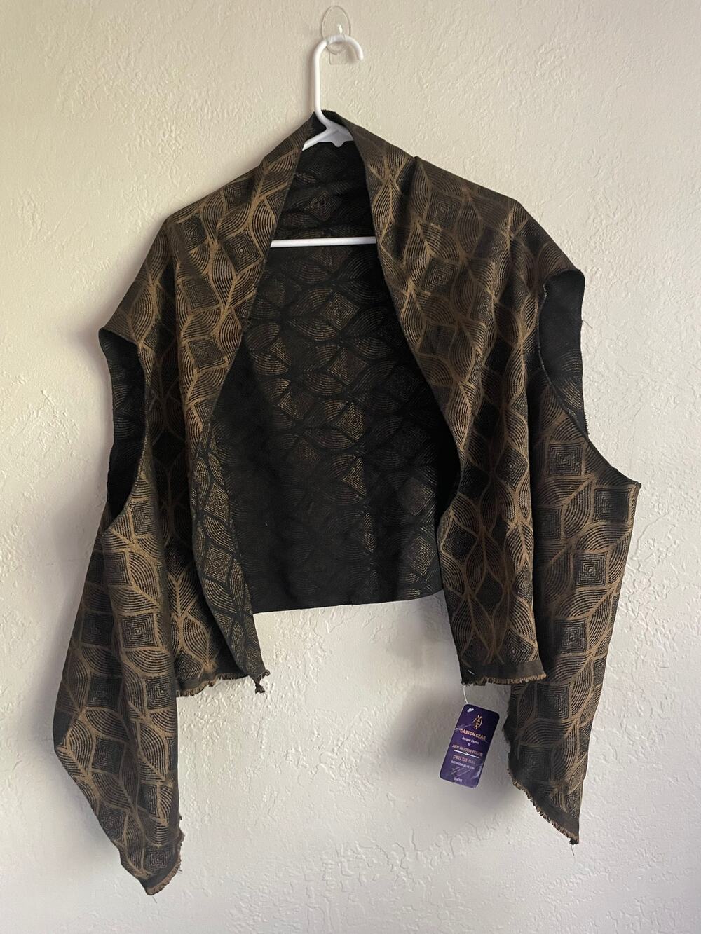 Womens Wrap Jacket Leaf Pattern Reversible Fly Vest OS Green Black Western